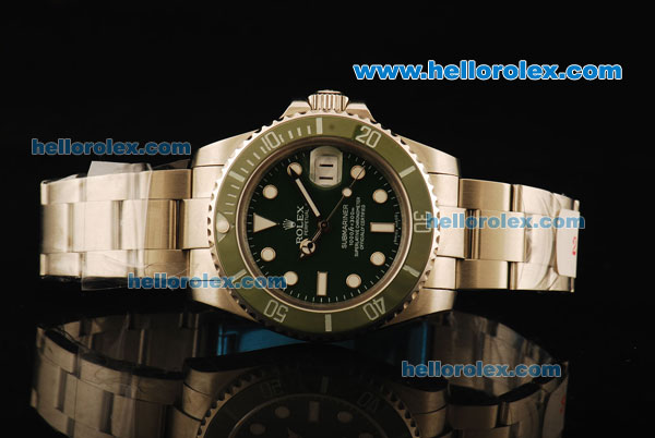 Rolex Submariner Swiss ETA 2836 Automatic Movement Steel Case with Green Dial and Green Cermaic Bezel - Click Image to Close